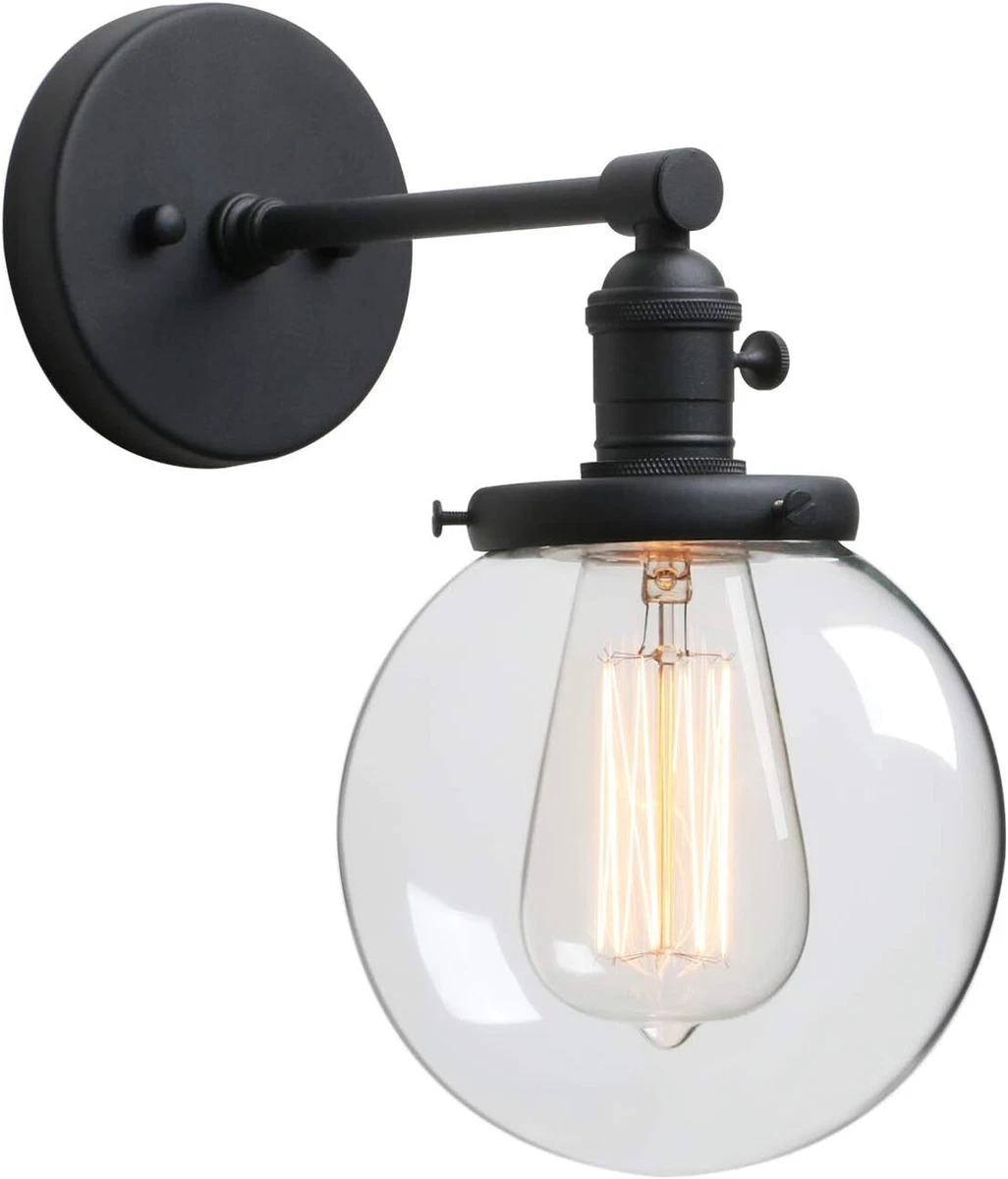 Phansthy Industrial Wall Light Vintage Wall Sconce Fixture with Round Clear