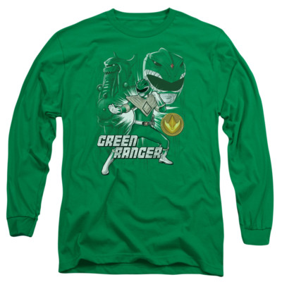 POWER RANGERS GREEN RANGER Licensed Men's Long Sleeve Graphic Tee Shirt  SM-3XL
