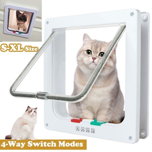 S-XL Sizes 4-Way Pet Dog Cat Safe Lockable Locking Door Brushy Flap Door Screen - Picture 34 of 39