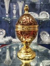 GLASS EGG BOX TRINKET Candy BOWL Jar Cristallerie artistiche Made in Italy GOLD