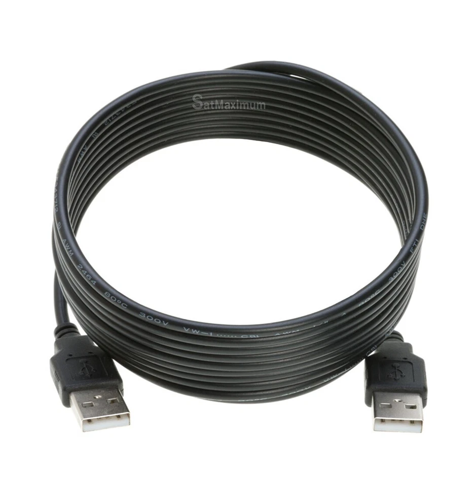 USB 2.0 Cable Black Type A Male to A Male High-Speed Data Transfer Charger Cord - Image 3 of 4