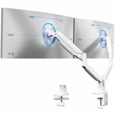 VIVO White Dual Ultrawide 40" Computer Monitor Desk Mount with Pneumatic Spring