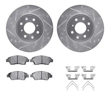 For Honda Fit 15-20 Drilled & Slotted Front Brake Kit w Semi-Metalic Pads