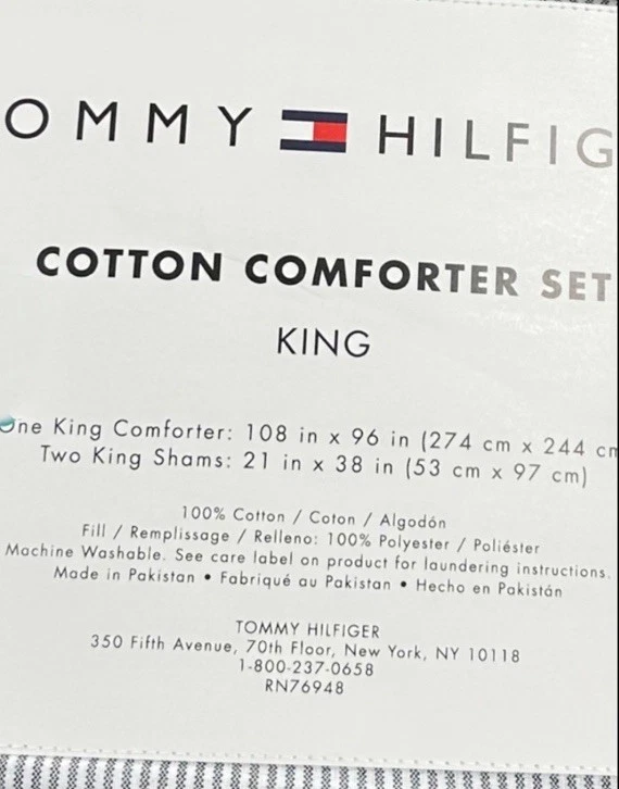 Tommy Hilfiger 纹理灰色国王棉被套装 108 英寸 x 96 英寸 — 第 2/2 张图片