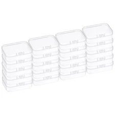 20 Pack 2.6x1.8x1 Inch Plastic Clear Storage Box with Hinged Lid