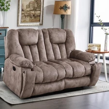 CANMOV 63 " Loveseat Recliner Sofa, Overstuffed 2 Seat Manual Sofa w/Cup Holders