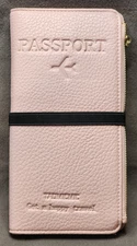 PASSPORT WALLET RFID BLOCKING TRAVEL DOCUMENT ORGANIZER POUCH BAG PURSE "PINK"