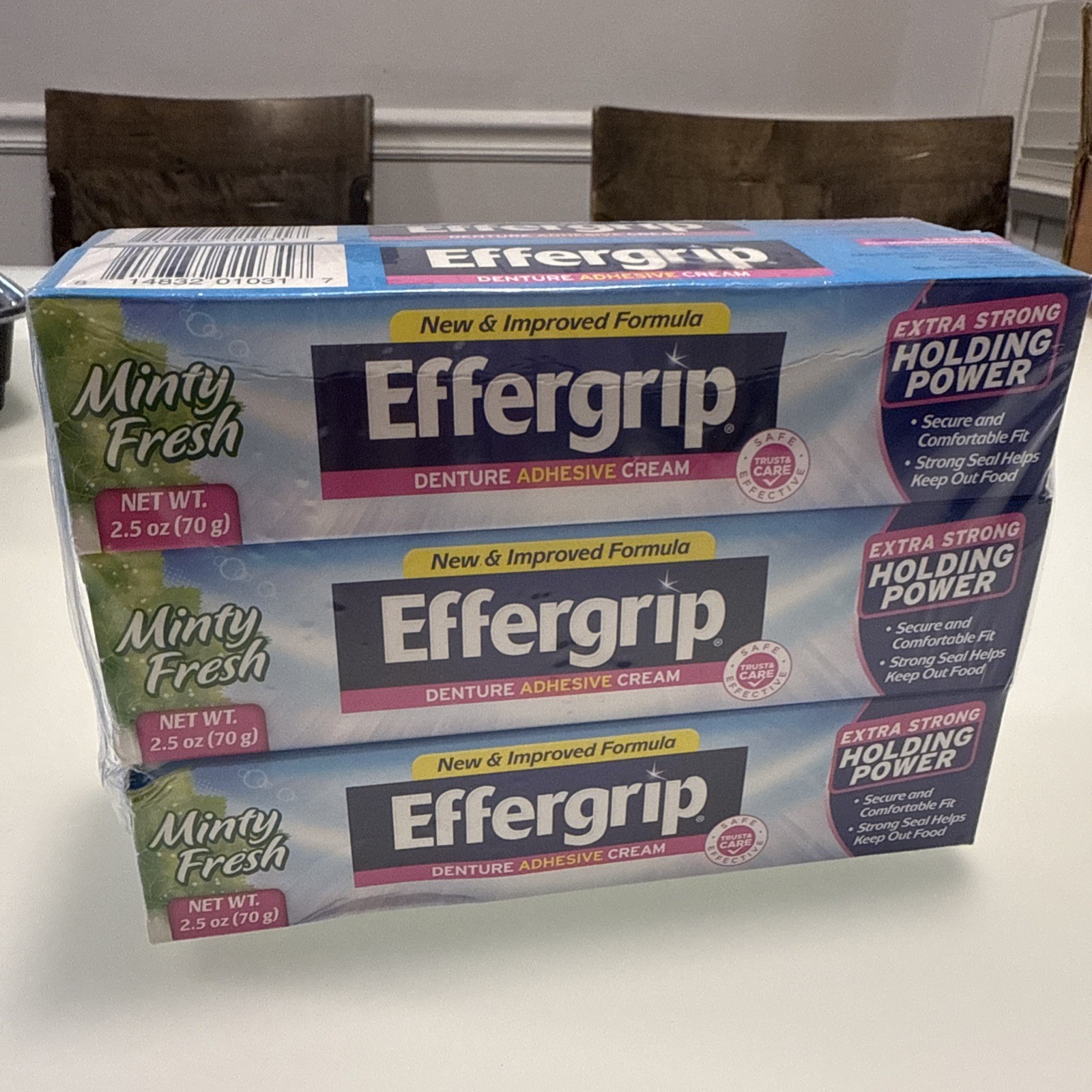 Effergrip Denture Adhesive Cream Extra Strong Holding Power 2.5 oz (Pack of 6!)