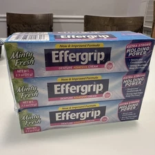Effergrip Denture Adhesive Cream Extra Strong Holding Power 2.5 oz (Pack of 6!)
