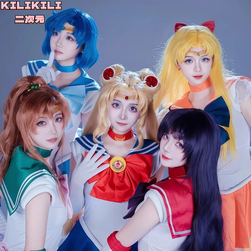 Sailor Moon Tsukino Usagi Chibiusa Mizuno Ami Cosplay Costume Outfit w/Headwear - Image 4 of 4