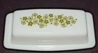 Vintage Pyrex Spring Blossom Crazy Daisy Milk Glass 7" Butter Dish w/Lid USA EC