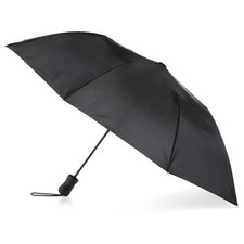 Totes Recycled Canopy Auto Open Umbrella, Black, Water Resistant, Lightweight