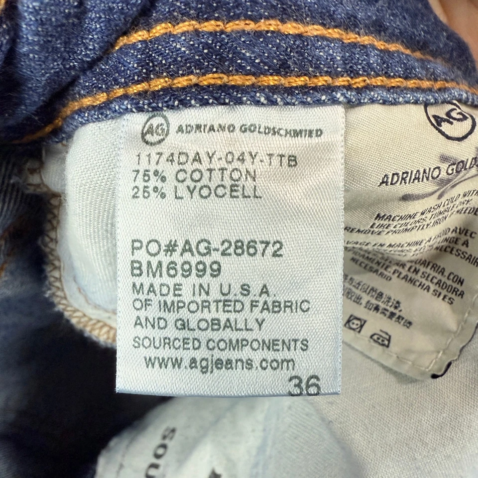 AG Adriano Goldschmied Jeans Mens 36x29 Blue The Graduate Tailored Leg USA Made - Image 4 of 4