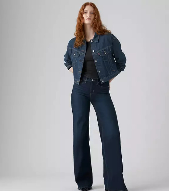 LEVI'S 318 Shaping Wide Leg Women's Jeans - Chances Are - Dark Wash