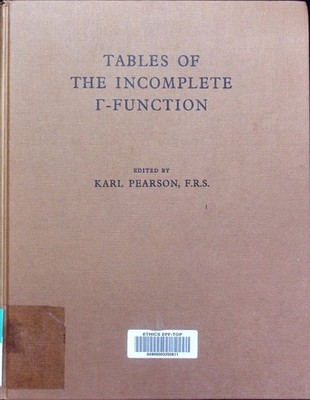 Tables of the incomplete Gamma-function ed..