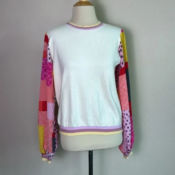 FATE Medium Colorblock Patchwork Sleeve Colorful … - image 2