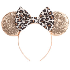 Mouse Ears Headband with Shiny Bow, Double-sided Sequins Glitter Hair Band, for