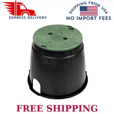 NDS 10 in. Round Valve Box and Cover, Black Box, Green ICV Cover