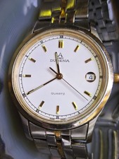 Men's Watch Dugena Quartz Date Display Two-Tone Stainless Steel Strap Vintage