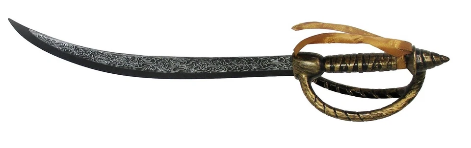 Plastic Pirate Sword Gold Earring Black Eye Patch Set Costume Accessory Kit - Image 2 of 4