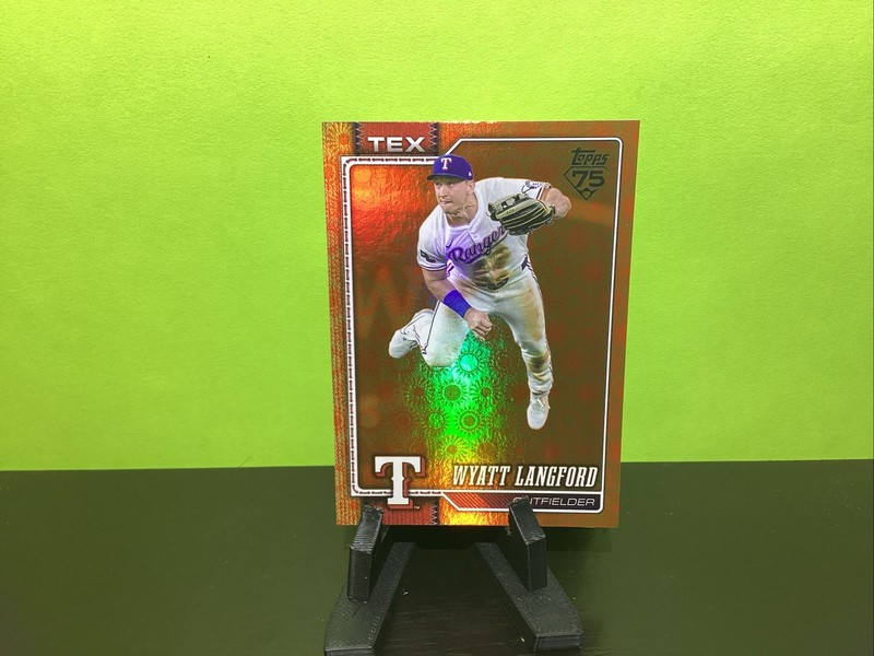 2026 Topps Series 2 Wyatt Langford Orange Sun Holo Foil #383 Rangers Free Ship!