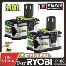 2PACK 8.0Ah For RYOBI 18V Battery One Plus High Capacity P108 Lithium-Ion P107
