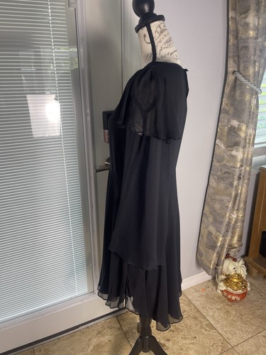 Rebecca Taylor Black Ruffled Silk Chiffon Keyhole Back Mini Dress Sz 8 - Picture 8 of 16