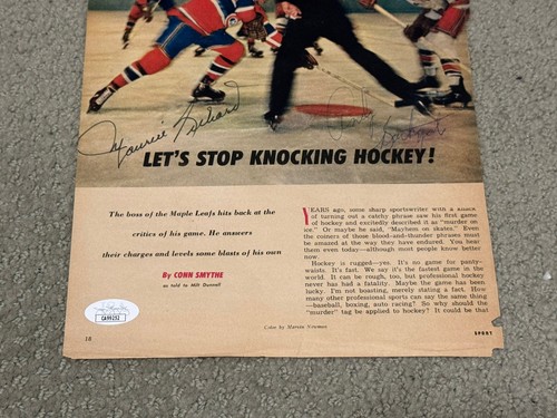 Maurice Richard & Andy Bathgate VINTAGE Signed 8.5 X 11 Magazine Photo w/JSA - Picture 2 of 2