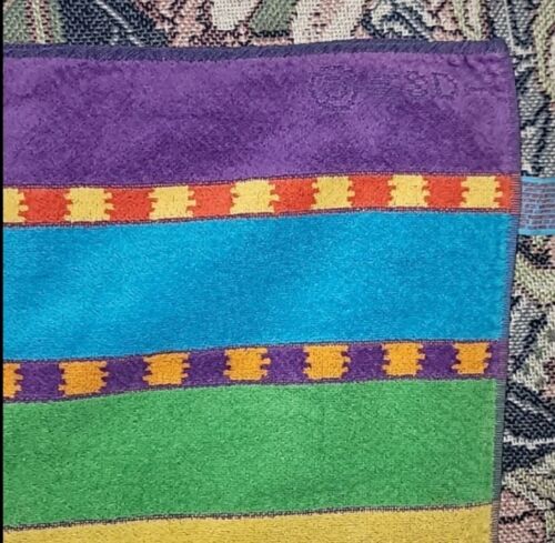 Terrisol Vintage Beach Towel Colorful Rainbow Striped Cotton - Picture 2 of 6