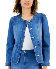 Charter Club Rio Wash Women's Puff-sleeve Denim Jacket, Us Large
