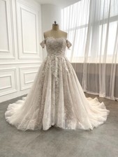 Luxury Champagne/Ivory Ballgown Wedding Dress Be the Belle of the Ball