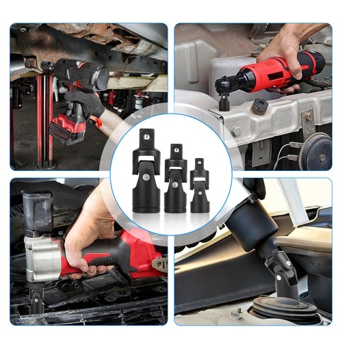 3Pcs 1/4" 3/8" 1/2" Drive Swivel Impact Universal Joint Socket Set Adapter Tools - Picture 8 of 12