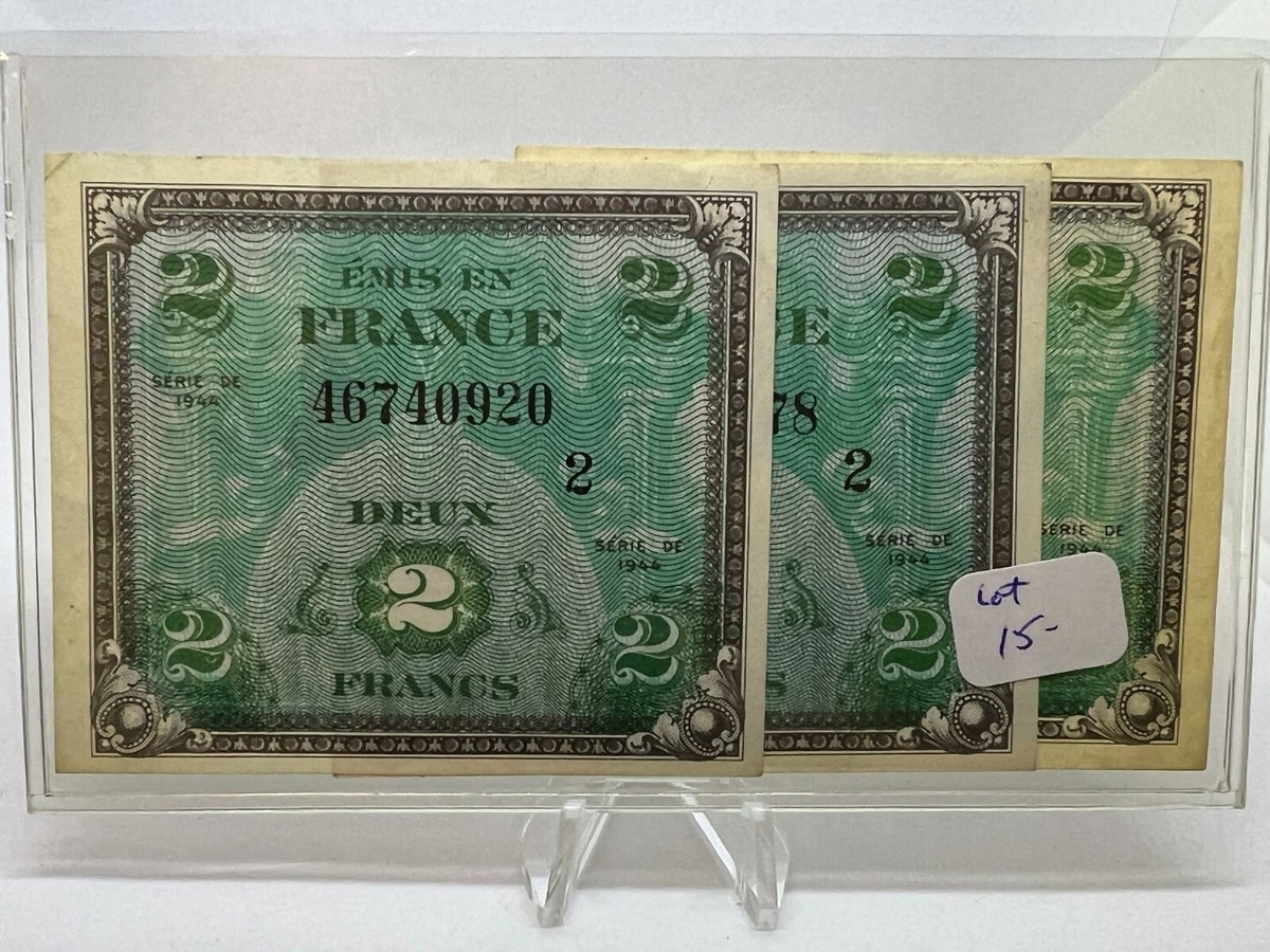 未使用 1944年 フランス 軍票 France 2 フラン francs 紙幣 04020804【世界の紙幣】-【欧州】-【フランス】1997年20フラン