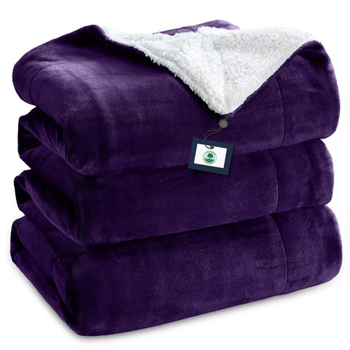480 GSM Heavy Sherpa Fleece Blanket Soft Warm Sofa Bed Throw Faux Fur Blanket UK - Picture 110 of 132