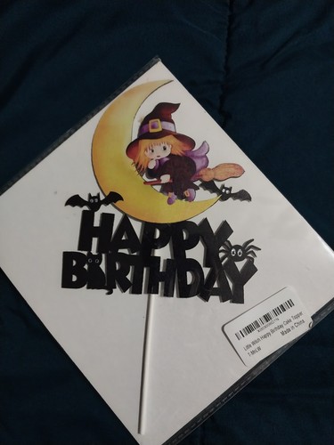 Little Witch Happy Birthday Cake Topper - Picture 2 of 5