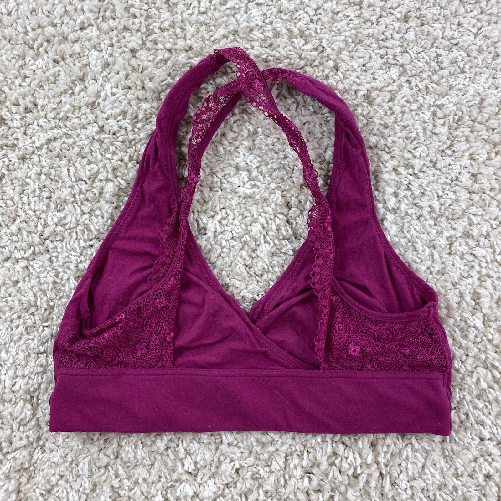 womens small solid magenta crossback bralette unp… - image 4