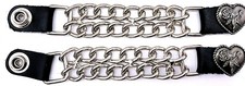 2 HEART & ROSE LADIES DOUBLE CHAIN MOTORCYCLE VEST EXTENDERS MADE IN USA