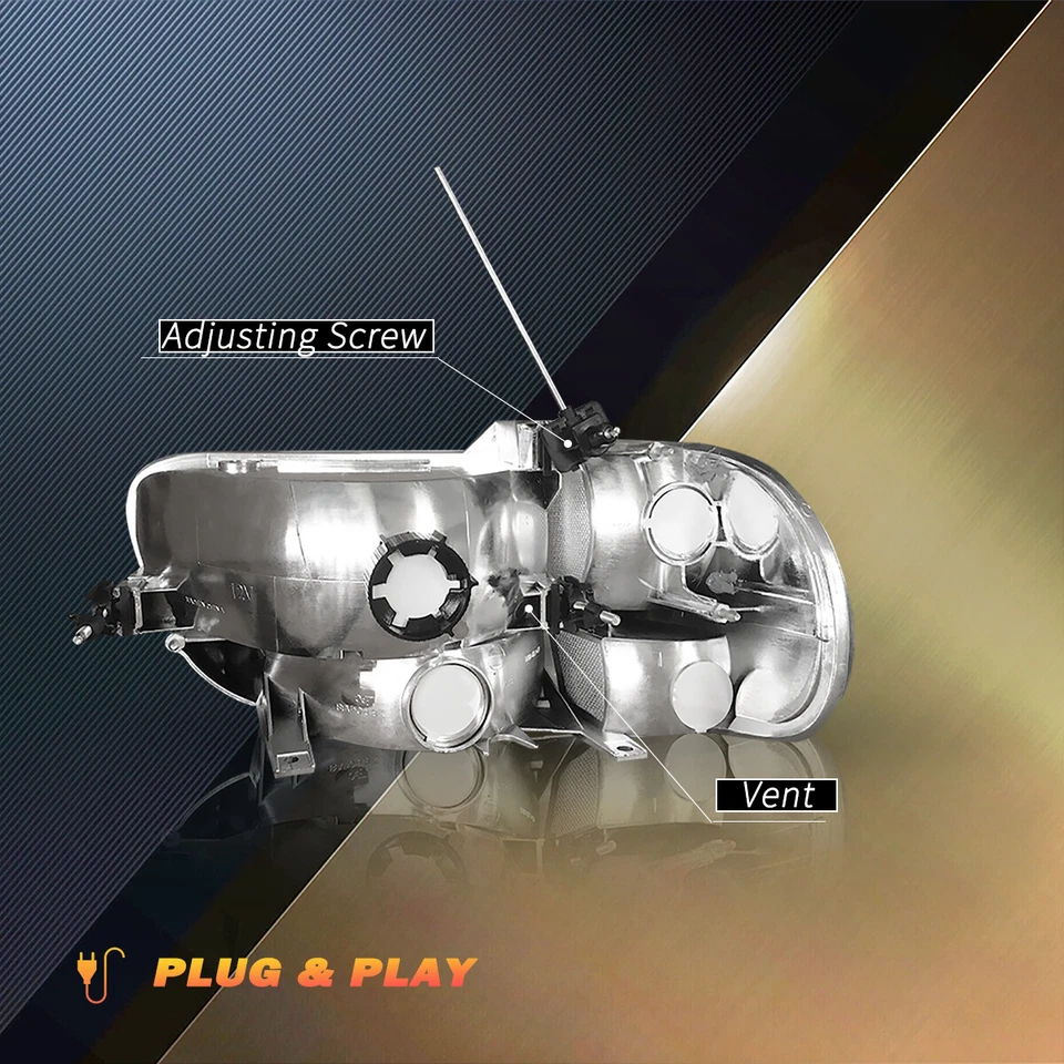 For 95-01 Ford Explorer Chrome Housing Amber Corner Headlight Bumper Headlights - Image 3 of 4