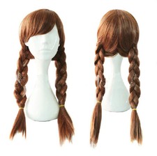 Perücke Anna Braun Lang Prinzessin Haar Zopf Kostüm Eiskönigin Kinder Damen