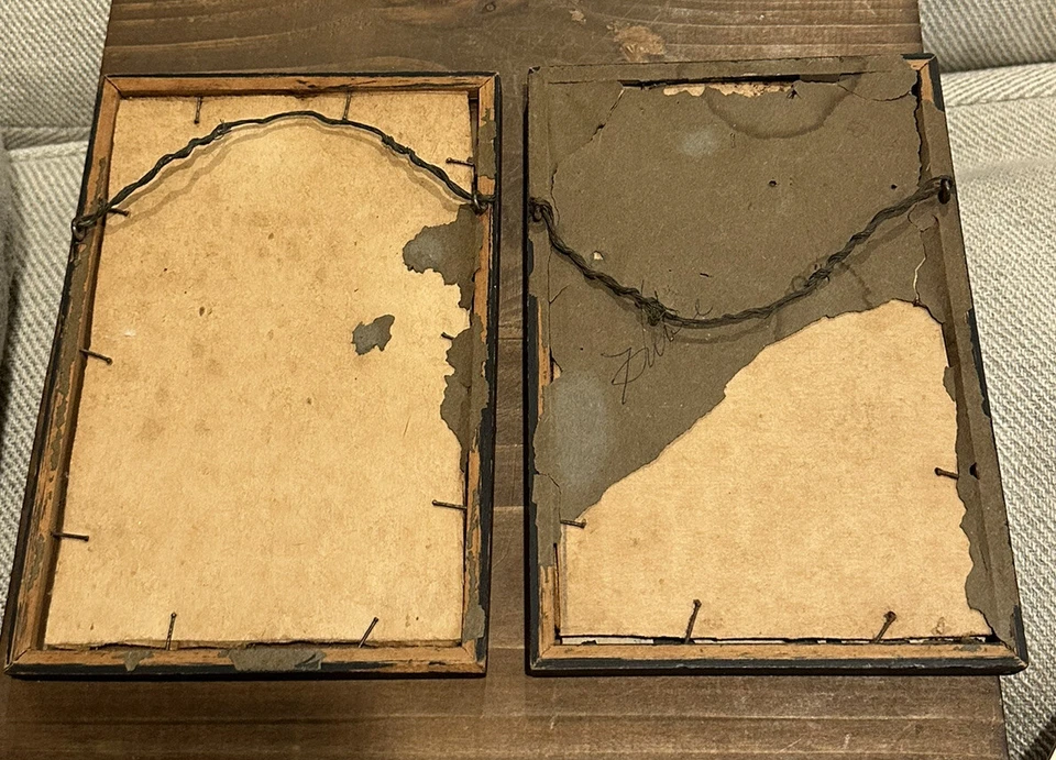 Antigua silueta de papel enmarcada de 2 piezas firmada por el artista Jack Ellis 1931 AMERICANA Foto 2 de 4