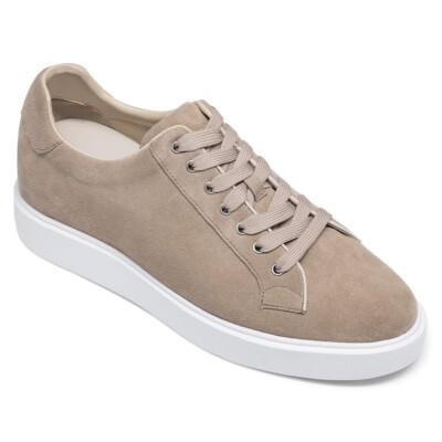 us12 CMR 6cm/2.3'' Elevator Shoes Men beige Suede Sneakers Add Height increase