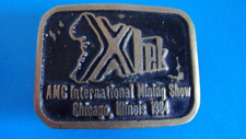 Vintage Solid Brass Belt Buckle 1984 "AMC International Mining Show " Chicago