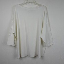 Karen Kane Boat Neck Top Women's Plus Size 2X White 3/4 Sleeve Made in USA