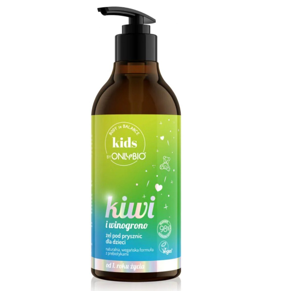 OnlyBio Body In Balance Kids - Body wash gel for children Kiwi & Grape 400ml - Image 4