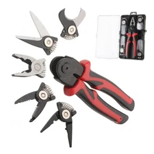 5 in 1 Combination Plier Tool Set with 5 Interchangeable Heads Wire Stripper