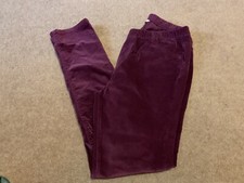 BNNT FAB PAIR LADIES BURGUNDY VELVETEEN ELASTICATED WAIST SLIM LEG TROUSERS UK14