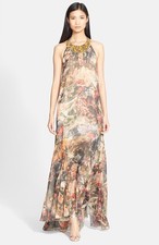 Alice + Olivia 'Shona' Embellished Neckline Maxi Dress ( Size S/P)