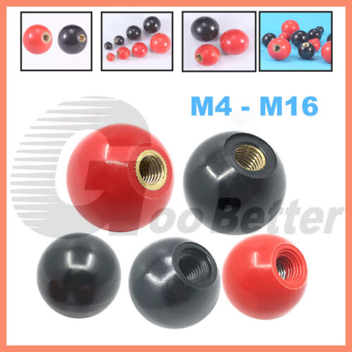 Botón de bola M4 M6 M8 M10-M16 cabeza mango palanca botón rojo / negro redondo 16mm-50mm - Imagen 1 de 48