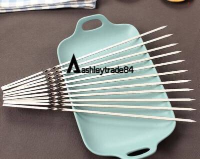 50PCS Stainless Steel Camping Barbecue BBQ Skewers   Kebab Kabob Stick #W6