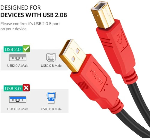 Computer Printer Cable USB 20ft A Male To B Male 2.0 High Speed Portable Connect - Picture 5 of 6